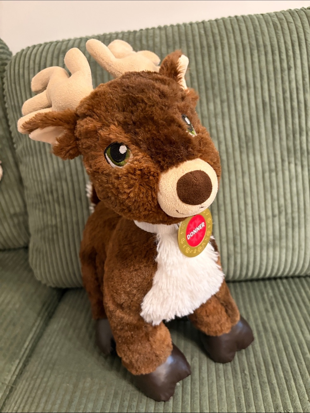 Build-A-Bear Brown and Cream Reindeer Plush with Green Eyes